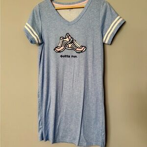 Life is Good Sleep Dress Gotta Run Pajama Light Blue Soft Fabric Women’s Juniors